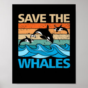 Sparen de walvissen van de Vintage Orca walvis Poster