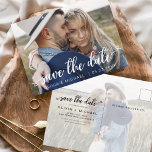 Sparen de Witte Handgeschreven Foto van de Datum Briefkaart<br><div class="desc">Handgeschreven Weddenschap Sparen de Kaarten van de Datum die een foto op de voor en rug hebben. Sparen de Herfst van de Datum, de Herfst, de Winter, de Lente of de kaarten van de Zomer bevatten een moderne hand geschreven cursieve manuscripttypografie met harten die elegant, eenvoudig en modern zijn om...</div>