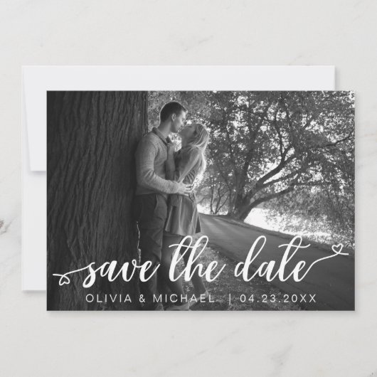 Sparen de Witte Handgeschreven Foto van de Datum Save The Date (Voorkant)