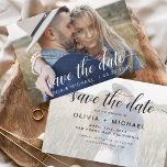 Sparen de Witte Handgeschreven Foto van de Datum Save The Date<br><div class="desc">Handgeschreven Weddenschap Sparen de Kaarten van de Datum die een foto op de voor en rug hebben. Sparen de Herfst van de Datum, de Herfst, de Winter, de Lente of de kaarten van de Zomer bevatten een moderne hand geschreven cursieve manuscripttypografie met harten die elegant, eenvoudig en modern zijn om...</div>