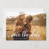 Sparen de Witte Handgeschreven Foto van de Datum Save The Date (Voorkant)