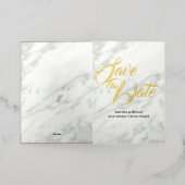 Sparen de Witte Marmer van de Datum Folie Wenskaart (Buiten Laag)