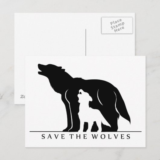 Sparen de Wolven (witte ver.) Briefkaart (Voorkant / Achterkant)