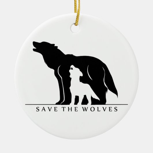 Sparen de Wolven (witte ver.) Keramisch Ornament (Voorkant)