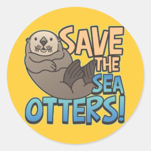 Sparen de Zee otters Ronde Sticker