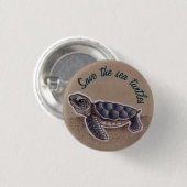 Sparen de zee schildpadden ronde button 3,2 cm (Voorkant /achterkant)