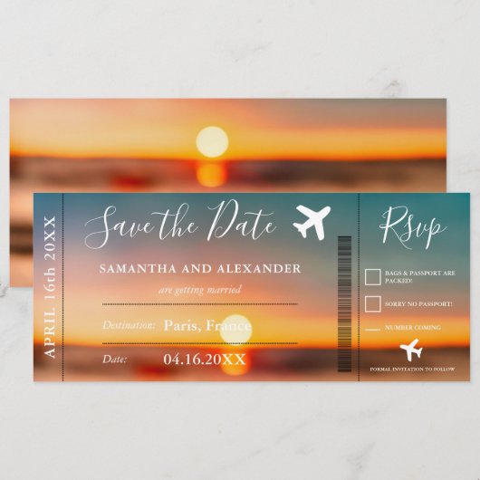 Sparen de zonsonderste van het datummanuscript ins save the date (Voorkant / Achterkant)