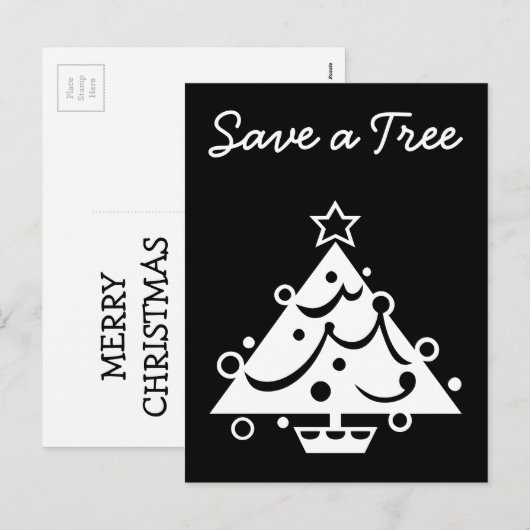 Sparen de Zwarte Ster van de Boom van de Kerst van Feestdagenkaart (Voorkant / Achterkant)