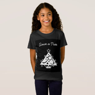 Sparen de Zwarte Ster van de Boom van de Kerst van T-shirt