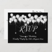 Sparen de Zwarte WIT ballonnen van de Datum Al Voo Aankondigingskaart (Voorkant / Achterkant)