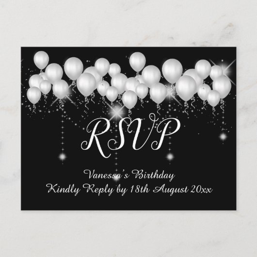 Sparen de Zwarte WIT ballonnen van de Datum Al Voo Aankondigingskaart (Voorkant)