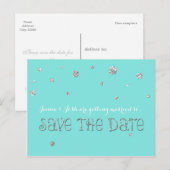 SPAREN DEZE DATUM Zilveren Confetti Trouw Verlovin Aankondigingskaart (Voorkant / Achterkant)