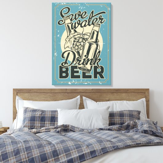 sparen Drink Beer ManCave Canvas Afdruk (Insitu (Slaapkamer))