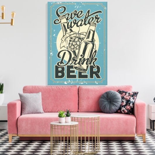  sparen Drink Beer ManCave Canvas Afdruk (Insitu (Woonkamer))