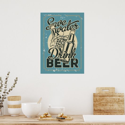  sparen Drink Beer ManCave Poster (Keuken)