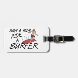 Sparen een golflengte van de Golf een Surfer Bagagelabel