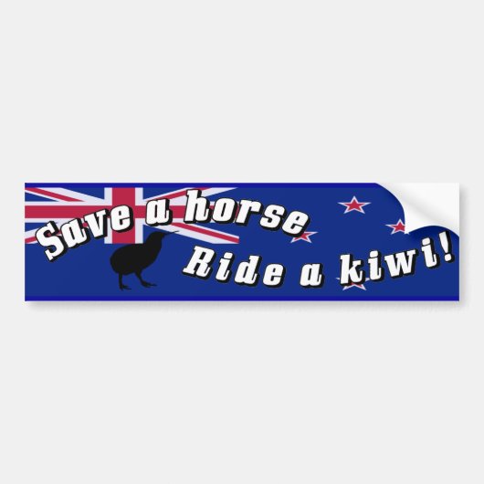 Sparen een Horse Ride een Bumpersticker van Kiwi N (Voorkant)
