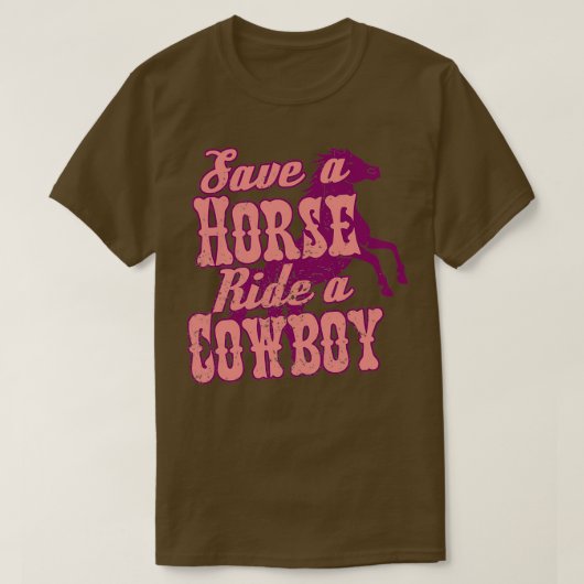 Sparen een Horse Ride een Cowboy Roze T-shirt (Design voorkant)