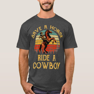 Sparen een Horse Ride een Cowboy Vintage T-shirt