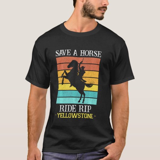 Sparen een Horse Ride Yellowstone Montana Funny T-shirt (Voorkant)