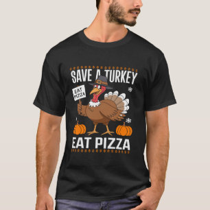 Sparen een kalkoen eet een pizza Funny Thanksgivin T-shirt