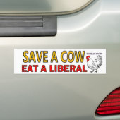 Sparen een Koe, eet een liberaal Bumpersticker (Op auto)