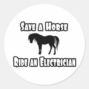 Sparen een Paard, Ride een elektricien Ronde Sticker