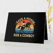 Sparen een paardengrappige ride een cowboy stijl kaart (Gele Bloem)