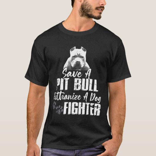 Sparen een Pitbull Euthanize een de vechtvlek van  T-shirt (Voorkant)