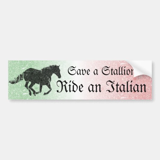 Sparen een Stallion Ride een Italiaanse Bumperstic Bumpersticker (Voorkant)