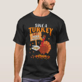 Sparen een Turkije dat Pizza eet in plaats van Tha T-shirt (Voorkant)