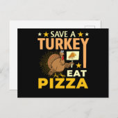 Sparen een Turks Eat Pizza - Thanksgiving Vegan Briefkaart (Voorkant / Achterkant)