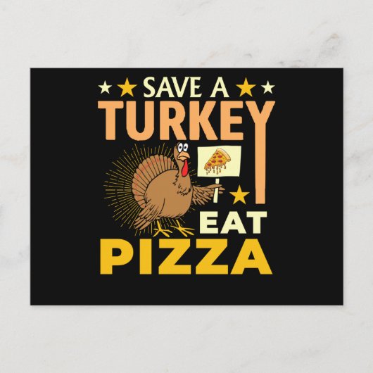 Sparen een Turks Eat Pizza - Thanksgiving Vegan Briefkaart (Voorkant)