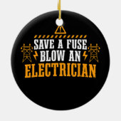 Sparen een zekering Bloed een Elektrische Fun Blik Keramisch Ornament (Achterkant)