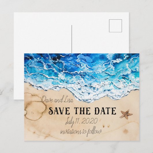 Sparen het Aanpasbare briefkaart van het strand va (Voorkant / Achterkant)