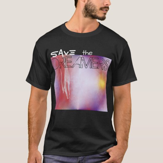Sparen het Abstracte Digitale Kunstzwarte T-shirt (Voorkant)
