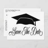 Sparen het Afstuderen van de Datum - Eenvoudig Zwa Aankondigingskaart (Voorkant / Achterkant)