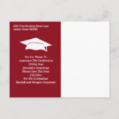 Sparen het Afstuderen van de Datum - Eenvoudige Ro Aankondigingskaart (Achterkant)