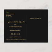 Sparen het afstuderen van de Datum Zwarte roze flo Briefkaart (Achterkant)