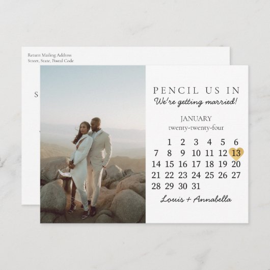 Sparen het Begin van de Kalender van de Datum Janu Briefkaart (Voorkant / Achterkant)