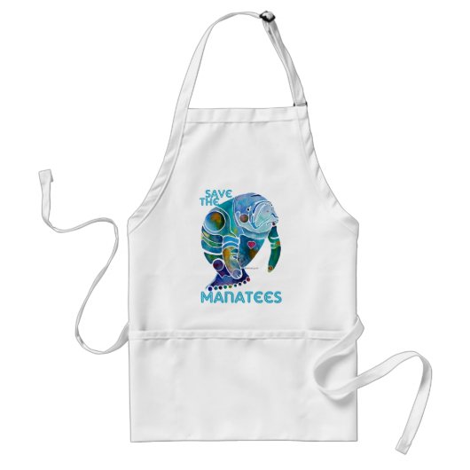 Sparen het Blauw van Manatees Standaard Schort (Voorkant)