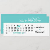 Sparen het (blauwgroen) Net van de Kalender van de Save The Date (Voorkant / Achterkant)