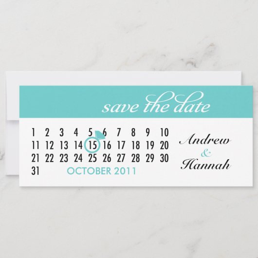 Sparen het (blauwgroen) Net van de Kalender van de Save The Date (Voorkant)