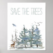 Sparen het bos van de Waterverf van de Bomen Poster (Voorkant)