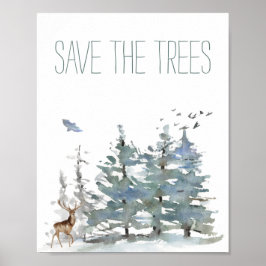 Sparen het bos van de Waterverf van de Bomen Poster