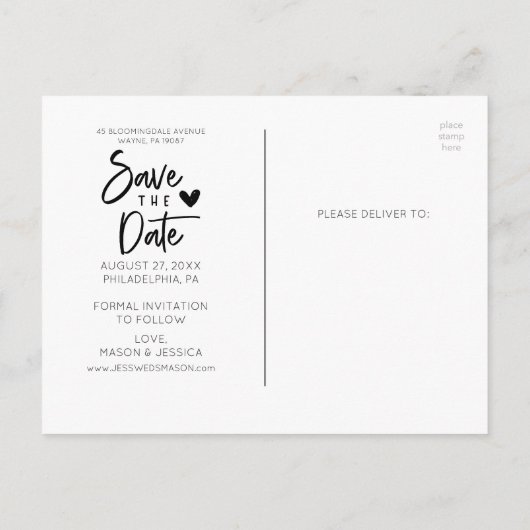 Sparen het Briefkaart Rustic Modern van de Kalende (Achterkant)