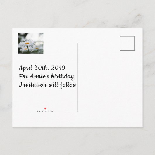 Sparen het Briefkaart van de Aankondiging van de D (Achterkant)