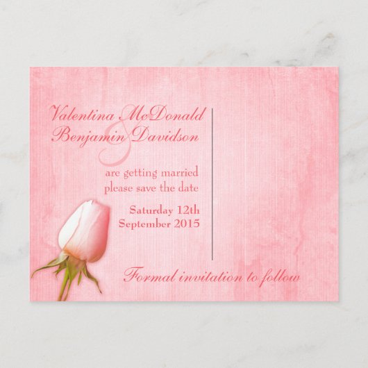 Sparen het Briefkaart van de Datum Enige Roze Roze (Achterkant)