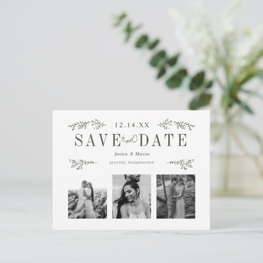 Sparen het Briefkaart van de Datum in Donkergroen (Staand voorkant)