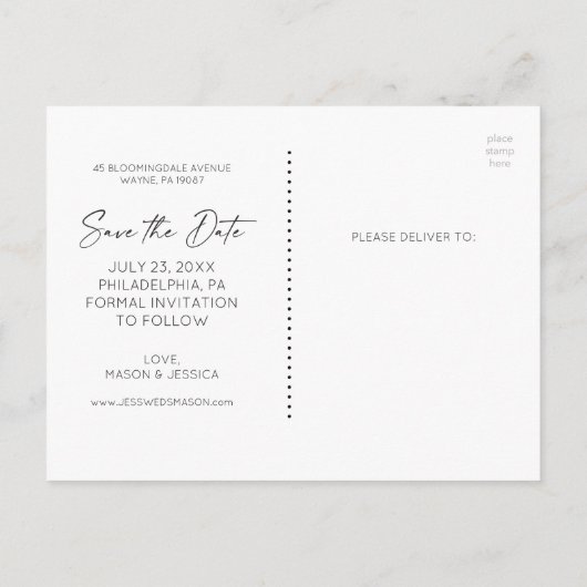 Sparen het Briefkaart van de Datum - Minimaal Manu (Achterkant)